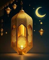 Crescent Moon, Crescent Moon Eid Mubarak design, Eid Festival Design, Lanterns Moon, Eid Al Adha, AI Generated photo