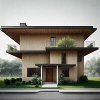 Minimalist house exterior in realistic environment created with technology photo