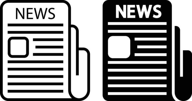 Noticias icono hoja, sencillo de moda plano estilo línea y sólido aislado vector ilustración en blanco antecedentes. para aplicaciones, logo, sitios web, símbolo , ui, ux, gráfico y web diseño. eps 10