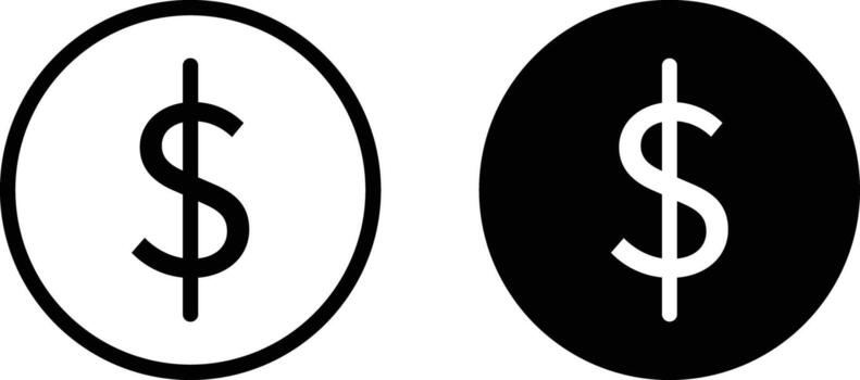 Dollar sign icon sheet, simple trendy flat style line and solid Isolated vector illustration on white background. For apps, logo, websites, symbol , UI, UX, graphic and web design. EPS 10.