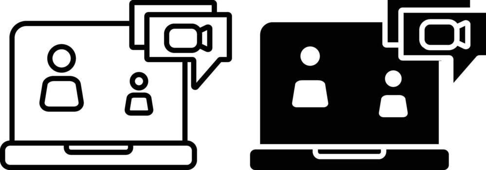 vídeo llamada icono hoja, sencillo de moda plano estilo línea y sólido aislado vector ilustración en blanco antecedentes. para aplicaciones, logo, sitios web, símbolo , ui, ux, gráfico y web diseño. eps 10