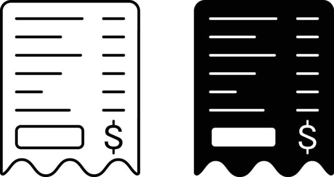 recibo icono hoja, sencillo de moda plano estilo línea y sólido aislado vector ilustración en blanco antecedentes. para aplicaciones, logo, sitios web, símbolo , ui, ux, gráfico y web diseño. eps 10