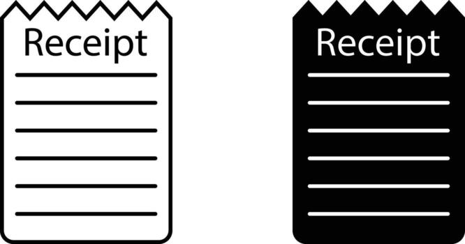 recibo icono hoja, sencillo de moda plano estilo línea y sólido aislado vector ilustración en blanco antecedentes. para aplicaciones, logo, sitios web, símbolo , ui, ux, gráfico y web diseño. eps 10