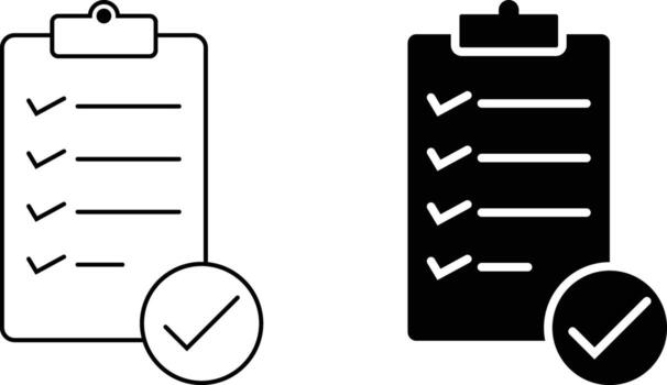 Clipboard icon sheet, simple trendy flat style line and solid Isolated vector illustration on white background. For apps, logo, websites, symbol , UI, UX, graphic and web design. EPS 10.
