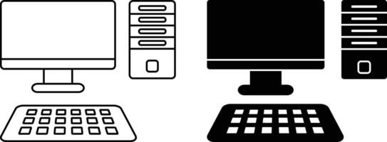 Computer icon sheet, simple trendy flat style line and solid Isolated vector illustration on white background. For apps, logo, websites, symbol , UI, UX, graphic and web design. EPS 10.