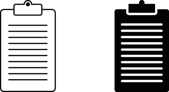 portapapeles icono hoja, sencillo de moda plano estilo línea y sólido aislado vector ilustración en blanco antecedentes. para aplicaciones, logo, sitios web, símbolo , ui, ux, gráfico y web diseño. eps 10