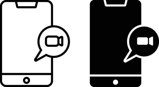 vídeo llamada icono hoja, sencillo de moda plano estilo línea y sólido aislado vector ilustración en blanco antecedentes. para aplicaciones, logo, sitios web, símbolo , ui, ux, gráfico y web diseño. eps 10