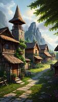 Wonderful realistic village environment created with generative ai technology photo