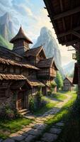 Wonderful realistic village environment created with generative ai technology photo