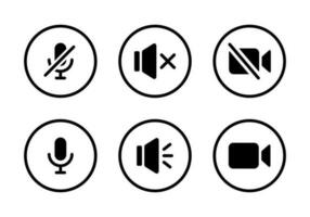 mudo micrófono, silencio vocero, y vídeo leva apagado icono vector. elementos de multimedia vector
