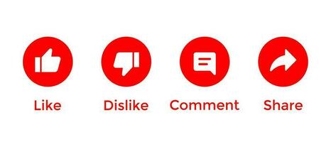 Like, dislike, comment, and share icon vector. Support streaming video channel subscription elements vector