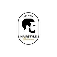 Creative man hairstyle bearded logo design illustration symbol icon vector