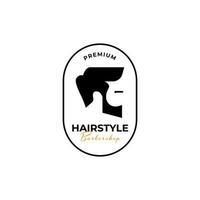 Creative man hairstyle bearded logo design illustration symbol icon vector