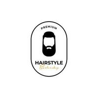 Creative man hairstyle bearded logo design illustration symbol icon vector