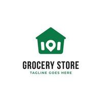 Creative Grocery Store Logo with Pin and Home Design Concept Vector Illustration Symbol Icon