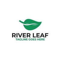 Leaf With River Logo Design Concept Vector Illustration Symbol Icon