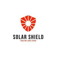 Creative Solar Sun Shield Logo Design Concept Vector Illustration Symbol Icon