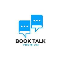 Flat Book Talk Logo Design Concept Vector Illustration Symbol Icon