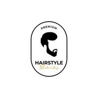 Creative man hairstyle bearded logo design illustration symbol icon vector