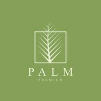 Green palm leaf in the square logo design template vector