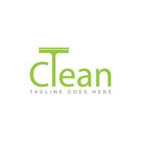 Clean word mark typography logo design concept vector. Word mark clean with home mopping tool isolated on a white background vector