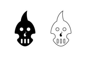 black and white simple skull illustration. silhouette and line style. use for logo, icon, symbol, sign and emblem vector