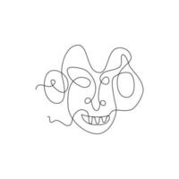 illustration of abstract face with one line art style. use for decoration, print or t-shirt design vector