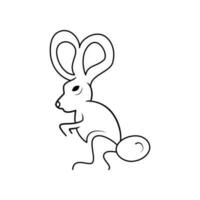 rabbit illustration with line concept. simple and minimal style. use for logo, icon, symbol, sign, print and decoration. black and white vector