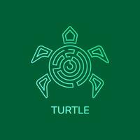 Tortuga y laberinto logo concepto. línea, simple, único y moderno estilo. utilizar para logo, icono, símbolo y firmar vector