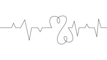 heart heartbeat graphic illustration in continuous line art style. used for decor and background. black line sketch on white background vector