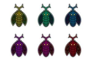 collection color of angry beetle mascot illustration with robot concept. use for sports logo, game logo or t-shirt design. red, purple, blue and yellow vector