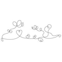 butterfly and heart illustration in continuous line art style. used for decoration and background. black line sketch on white background vector