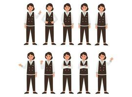 Female Pilot Illustration Vector Set