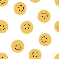 Smiling face doodle seamless pattern vector illustration