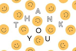 Thank you banner with smile faces vector illustration