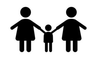 Same sex parents icon with kid vector illustration isolated