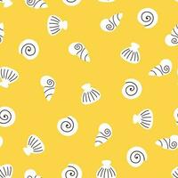 Sea shell doodle hand drawn seamless pattern vector