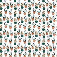 Seamless pattern with two pots for flowers3. Doodle color vector illustration.