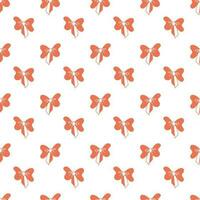 Seamless pattern with one bow on white background. Doodle vector color illustration.