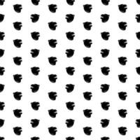 Seamless pattern with bear head silhouette with open mouth. Doodle black and white vector illustration.