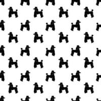 Seamless pattern with poodle silhouettes. Doodle black and white vector illustration.