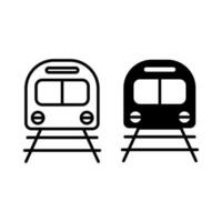 train icon, front view design template with black fill and black outline. vector