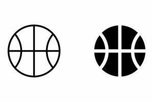 Basketball flat icon. Sport icon in black fill and black outline. Vector basketball.