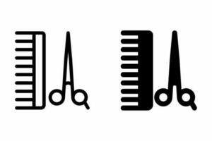 scissors and comb hairdresser vector icon.scissors and comb icon in flat and black outline style.