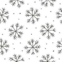 Seamless pattern with hand drawn snowflakes, dots. vector