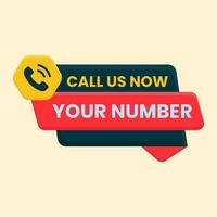 call us now button for phone number with call icon vector