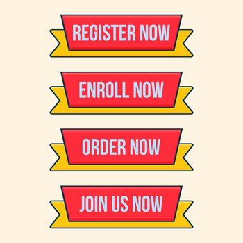 register enroll order and join us now button vector