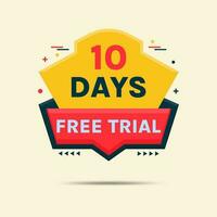 10 days free trial button label clipart vector