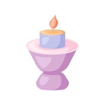 dibujos animados vela en candelero. aromaterapia concepto terapia con té vela plano diseño estilo vector