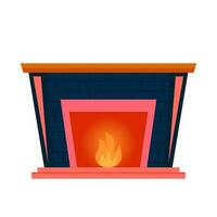 Fireplace with fire inside on white background illustration vector